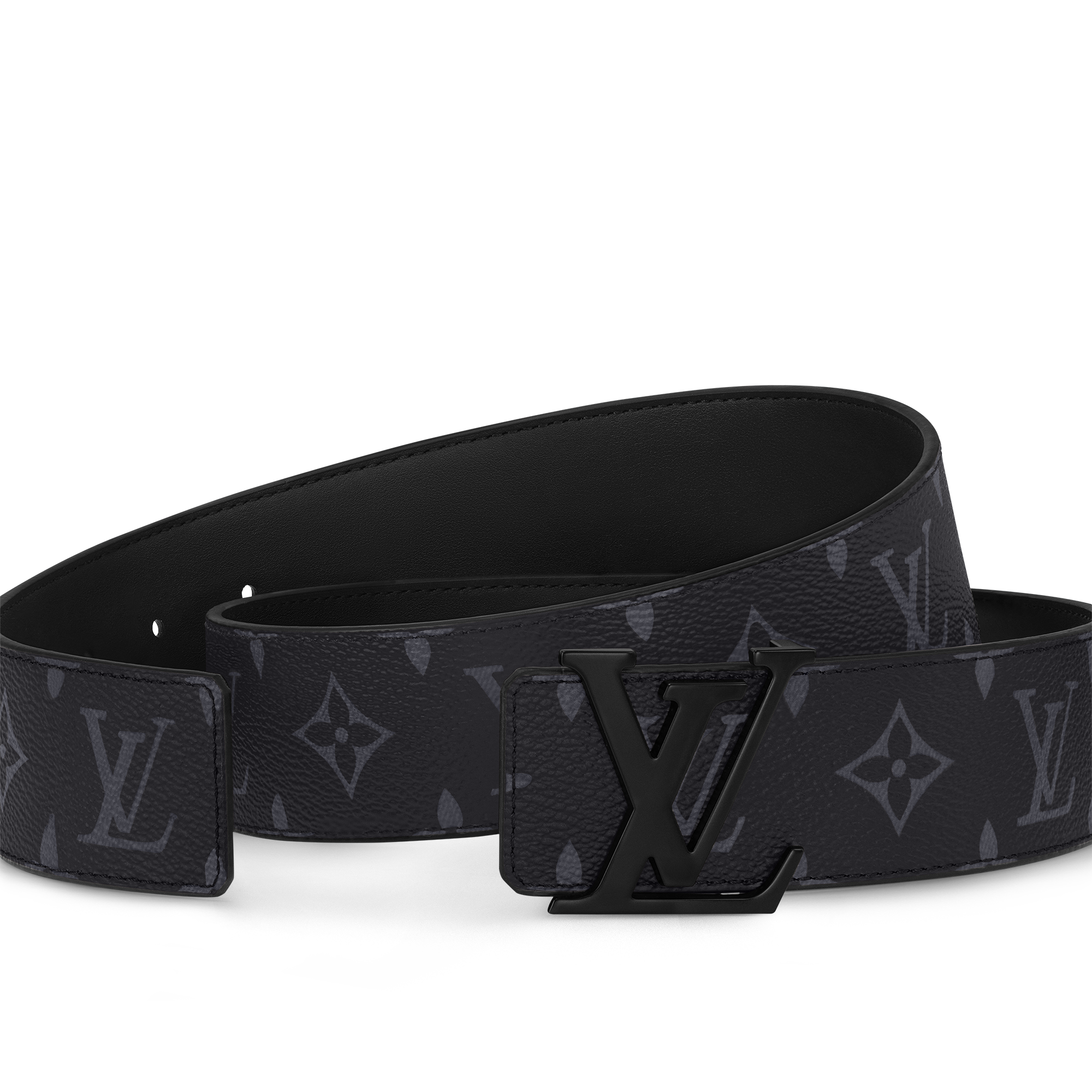LV Initiales 40mm Matte Black Belt Monogram Eclipse Canvas